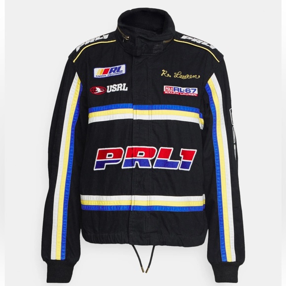 🔥NWT POLO RALPH LAUREN Women’s Multi-Patch Racer Black Bomber Jacket Sz M - Picture 8 of 16